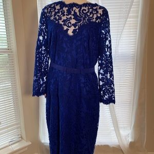 Tadashi Shoji Blue lace dress, SZ 18